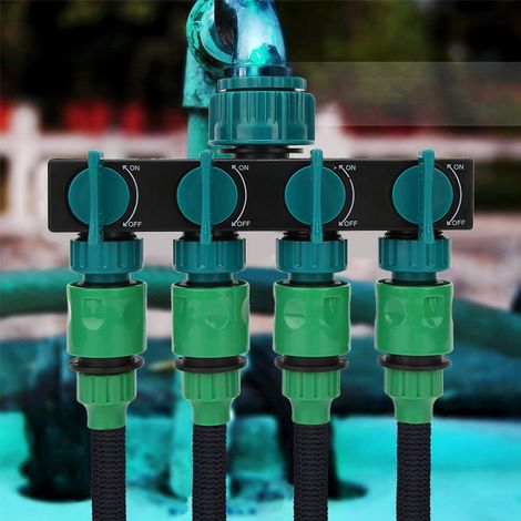 Raccord de robinet d'arrosage 4 voies DN20 DN25 FNPT avec raccord rapide 1/4" (1/5)