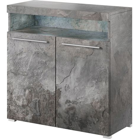 Buffet 90cm pour salon couleur gris effet ardoise collection BOMBAY