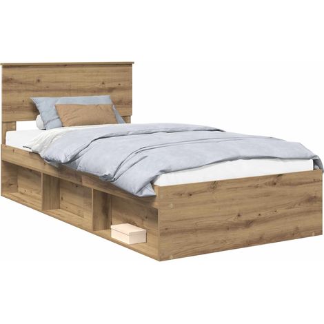 Estructura de cama con cabecera Roble artisan 100 x 200 cm vidaXL (1/5)