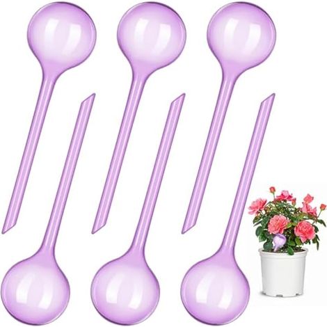 6 Boules d'arrosage pour plantes, 8 cm/3,15 pouces, grandes ampoules d'arrosage automatique, dispositif d'arrosage pour plantes d'intérieur et d'extérieur (Violet)