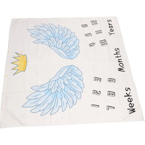 Couverture d'étape pour bébé, douce, confortable, lavable, motif couronne et ailes, couverture mensuelle pour bébé, accessoire de photographie. (1/5)