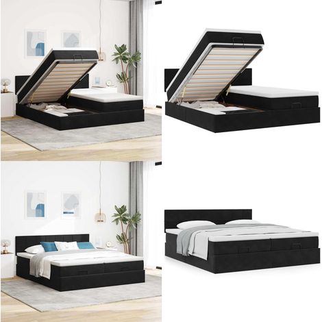vidaXL Ottoman-Bett mit Matratzen Schwarz 160x200 cm Samt (1/5)