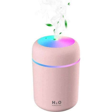 Humidificateur d'air, Mini Humidificateur USB Ultrasonique avec 7 Couleurs de Lumière Breath, Mode 2 Brumes, Arrêt Automatique, pour Chambre Bureau Auto Maison Bébé (rose) (1/5)