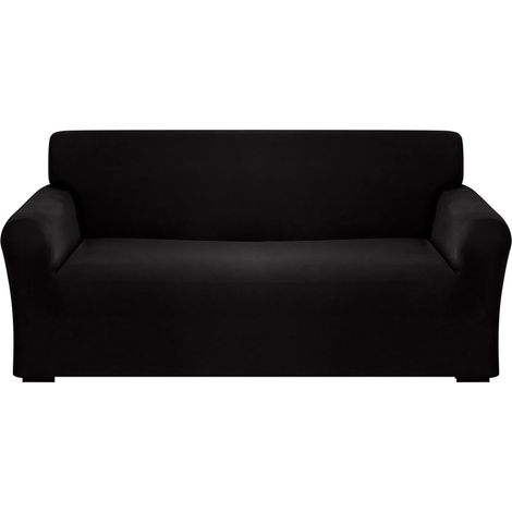Housse de canapé - 190-230 cm - Housse de coussin d'assise - Housse de canapé élastique - Lavable en machine et extensible - Pour canapés 3 places - Protection de canapé - Housse de canapé - Noir - Sp (1/4)
