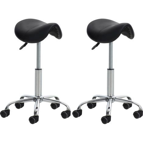 Set di 2 sgabelli da lavoro Reno in similpelle nero