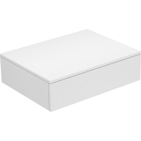 Keuco Edition 400 Buffet 31740, avec 1 tiroir, 700 x 199 x 535 mm, Corps/Avant: Blanc Laqué Strucktur / Verre blanc brillant - 31740300000 (1/2)