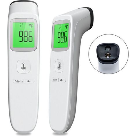Thermomètre frontal, thermomètre sans contact pour adultes et enfants, thermomètre frontal avec écran LCD, thermomètre interne avec alarme de fièvre et fonction de rappel de mémoire. (1/4)