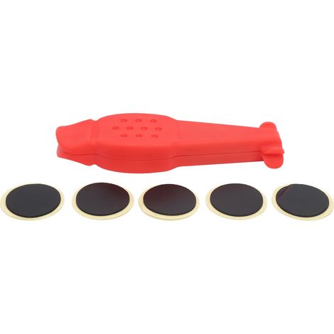 Kit de réparation crevaison vélo pneus, levier pneu vélo set patchs et outil râpe (Rouge) (1/5)