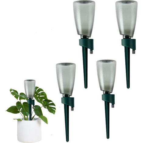 Lot de 4 kits d’irrigation automatique pour plantes – Avec vanne de contrôle à débit lent, à piquer dans le pot, pour usage intérieur et extérieur (1/5)
