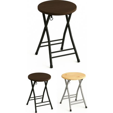 Taburete Plegable Metálico 30x45cm con Reposapiés y Anilla de Seguridad Ideal para cocinas, terrazas, eventos y oficinas (1/5)