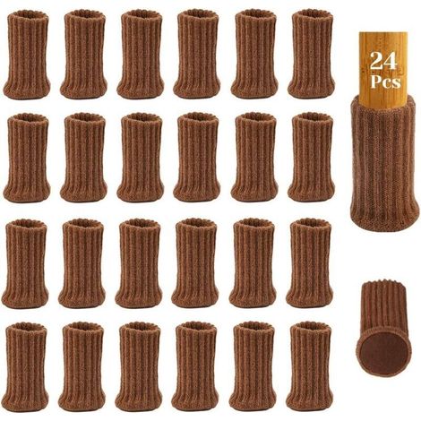 24-Piece Felt Furniture Chair Socks, Table Furniture Covers, Chair Leg Covers, Caps, Floor Pads - Protects Against Scratches and Noise (6-18cm) (Brown) (1/4)