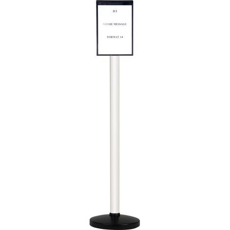 Poteau alu anodisé grande hauteur sur socle portable avec support d'information - 2030205