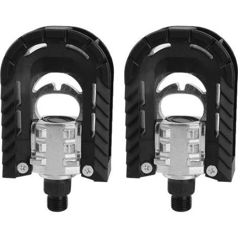 Pédales de vélo - Noir - Alliage d\'aluminium - Antidérapantes - Design classique - 10x7,1cm (1/4)