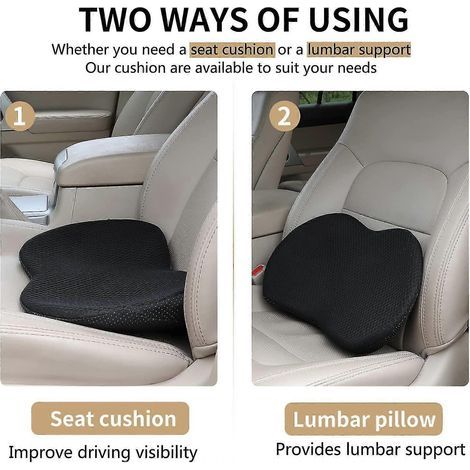 Coussin de siège auto - Coussin de siège auto en mousse à mémoire de forme - Soulagement des douleurs sciatiques et lombaires - Coussins de siège auto pour la conduite - Indispensables pour les longs (1/4)