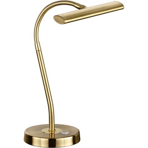 Flexible LED Schreibtischleuchte CURTIS Messing matt, 4-Stufen Dimmer