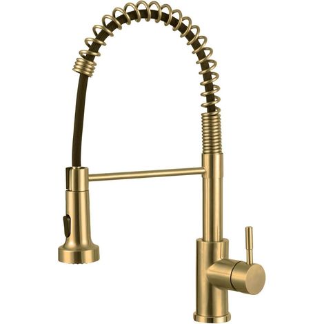 Wasserhahn Küche Ausziehbar Brause Edelstahl304 360 Gebürstetes Gold (1/5)