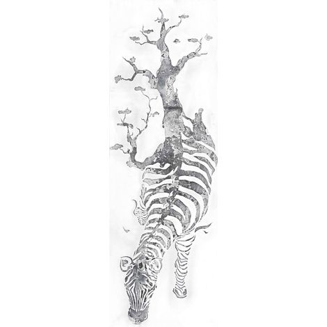 Quadro dipinto a mano Serengeti zebra e albero 50x150 olio su tela (1/4)