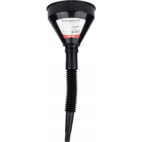 Entonnoir universel flexible noir avec filtre pour carburant, liquide, eau, 13,5 cm amio-04036 (1/4)