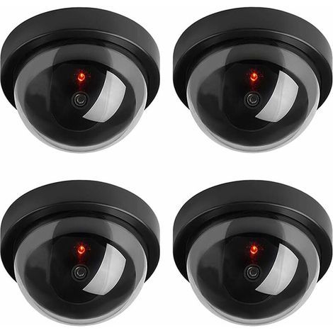 4 X Black Dome Fake Dummy Security CCTV Camera Waterproof IR LED Flashing Red Light Outdoor Indoor Surveillance