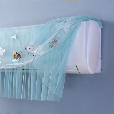Housse anti-poussière pour climatiseur mural 1,5P - Housse de protection décorative pour climatiseur - Motif champignon et lapin blanc - Dimensions : jusqu'à 94 cm / 37 pouces (1/5)
