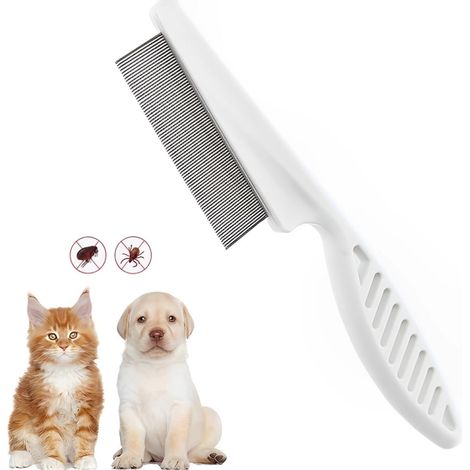 Professional flea comb for dogs and cats, lice comb for removing fleas, dog combs with rounded metal teeth for gentle care (1/5)