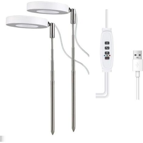 Élèvent Lumière Plantes,Lampe de Croissance LED à Spectre Complet Réglable en Hauteur pour Petites Plantes,9 Luminosité Réglable, Rotatif à 180° & Minuterie Marche(2 têtes) (1/4)