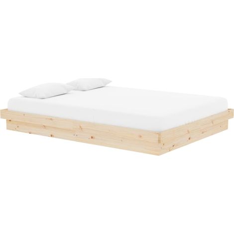 Vidaxl – Cadre de lit en bois massif 140x190 cm – Design rustique avec lattes – Pour matelas 140x190 cm – Idéal pour chambre adulte (1/5)