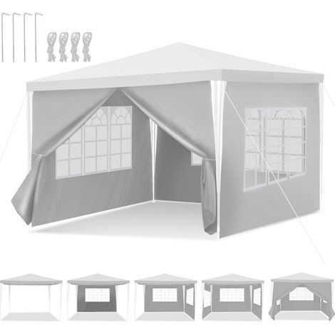 SWANEW Tenda da giardino per feste con pareti laterali 3x3m bianco (1/5)