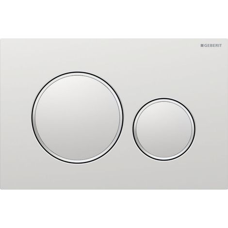 Plaque de commande Geberit Sigma20 à double chasse : laque chromée mate, revêtement facile à nettoyer, chrome poli (115.882.JQ.1) (1/4)