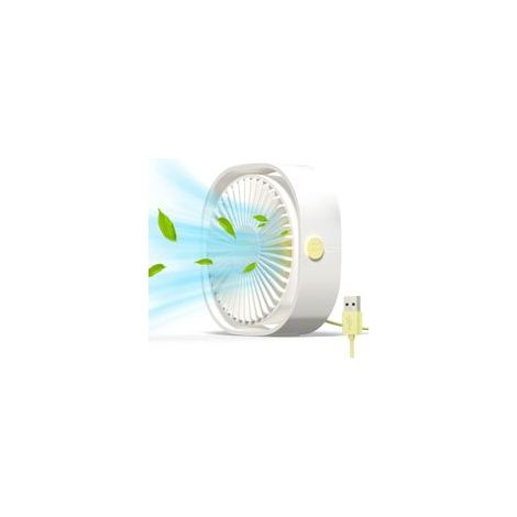 Mini-USB-Ventilator, tragbarer Ventilator, leiser Ventilator, Tischventilator mit 3 einstellbaren Geschwindigkeitsstufen, USB-betrieben, für Zuhause und Büro (Weiß) (1/5)