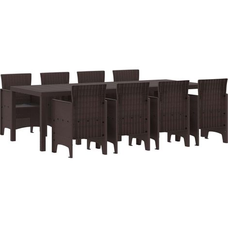 Maison Exclusive - Set da Pranzo per Giardino 9 pz Marrone Polipropilene (1/5)