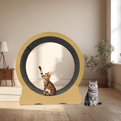 Cat Exercise Wheel Fitness Exerciser Toy Indoor Use Cat Treadmill Wood Color Cat Wheel, Cat Exercise Wheel, Cat Exercise Wheel for Indoor Cats,for 11.02-16.53 lbs of full-stage cats (1/5)