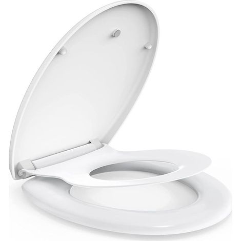 Abattant Wc Familial, Lunette De Toilette Avec Siège Enfant Magnétique, Frein De Chute Et Charnière Réglable, Abattant Wc En Forme De O, Siège De Toilette Familial Pour Enfant Et Adulte (1/5)