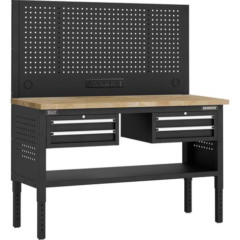 Sealey APMWB60COMBO3W Superline PRO Modular Workbench with 4 Drawers Wooden Worktop 1525mm