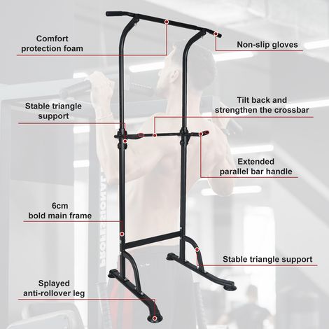 Station de musculation Power Tower avec barre de traction, dip station et support réglable – entraînement complet à domicile (1/4)