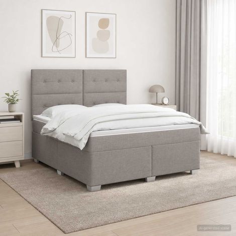 Lit boxspring avec matelas Taupe 140 x 190 cm Tissu (1/5)