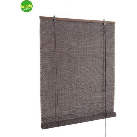 Tenda Anna Nero in bamboo, barre in legno e filo di poliestere copertura 75% -90x180h (1/4)