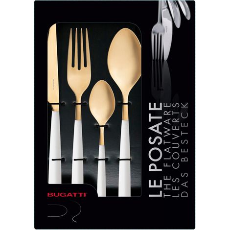 ATHENA Gold, Posate Set 24 pz, Scatola Window, Casa Bugatti - Colore: Avorio (1/2)