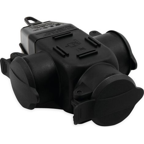 Multiprise McPower avec prise de terre, 3 fiches, IP44, extérieur, 16 A, noir