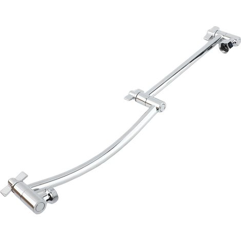 Braccio doccia curvo in acciaio inox con altezza e angolazione regolabili per il bagno, 48,3 cm / 19 pollici. (1/2)