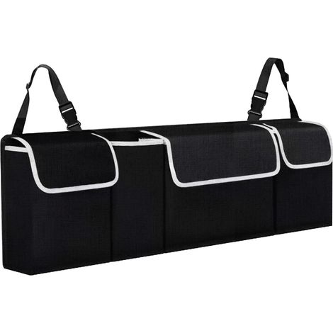 Organiseur de siège de coffre de voiture avec sangles réglables – Accessoires de rangement – Protections de dossier de siège, rangement intérieur de voyage moyen et grand, filet pliable pour (1/5)