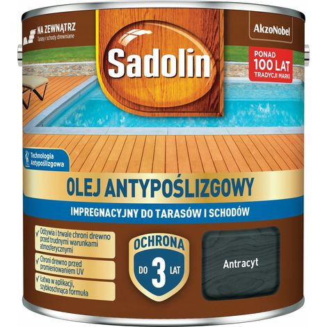 OLIO ANTISCIVOLO PER TERRAZZE E SCALE SADOLIN ANTRACITE 2,5L 1 pz. (1/4)