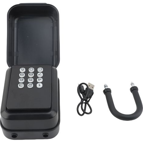 Boîte Clés Intelligente APP Contrôle PIN Code Déverrouillage Électronique Bluetooth Murale Porte Suspendue Sécurité, Noir (1/4)