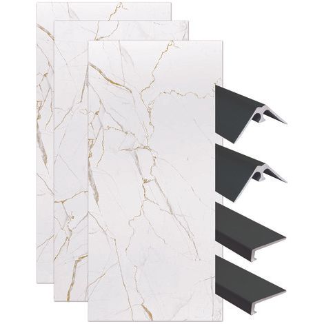 ONDEE - Kit instalación paneles murales nicho ORMA mármol blanco mate 120cm perfil negro (1/4)