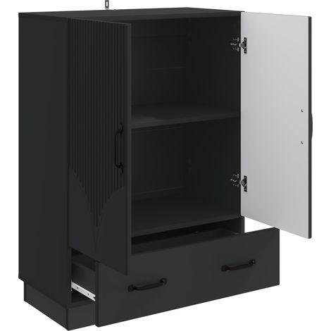 Maison La Vie - Buffet Salon Moderne - Meuble de rangement - avec tiroir Noir 66 x 34,5 x 92 cm Bois d'ingénierie bu2369 (1/5)