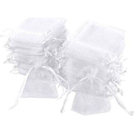 JSSEVN - Set of 100 white organza bags, 7 x 9 cm, organza gift bags, jewelry pouches, wedding favor bags, lavender sachets, wedding favors (1/5)