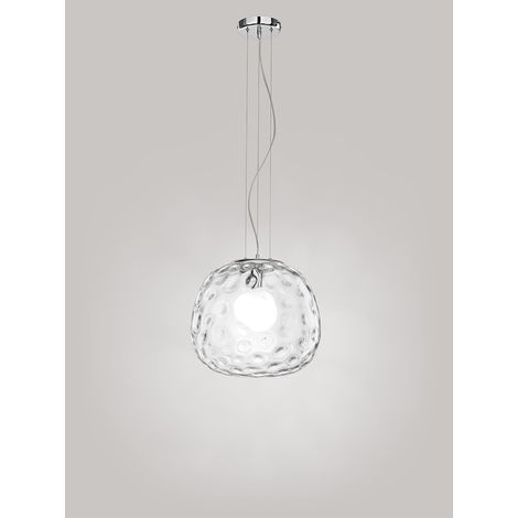 Suspension En Chrome Poli Et Verre Transparent 1Xe27 60W - Design Moderne Et Élégant Pour Intérieurs Raffinés - Perenz Luminaire De Qualité