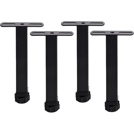 Pieds en T métal lourd – hauteur réglable – noir/blanc – cuisine/lit – 25 cm (1/5)