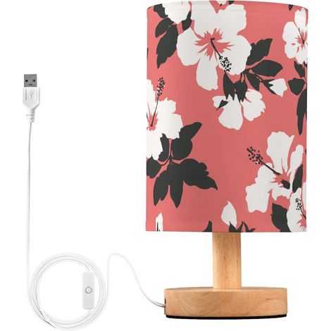 Style Hibiscus Corail Floral Salon Lampe Couloir Veilleuse pour (1/5)