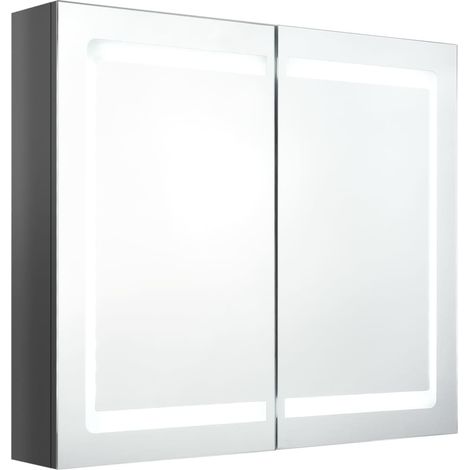 Maison Exclusive - LED-Spiegelschrank fürs Bad Glänzend Grau 80x1